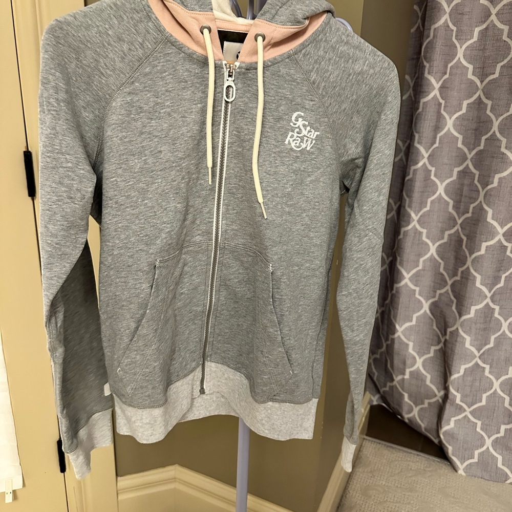 New G-Star Women Gray Zip-Up Jacket with Camouflage Lining